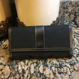 Coach signature black tri fold wallet